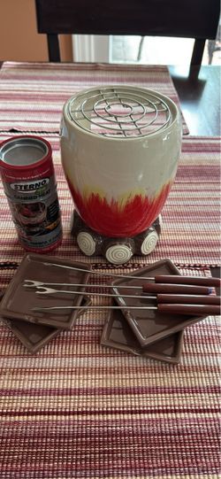 Ceramic Indoor Campfire smores Set with Forks and Plates