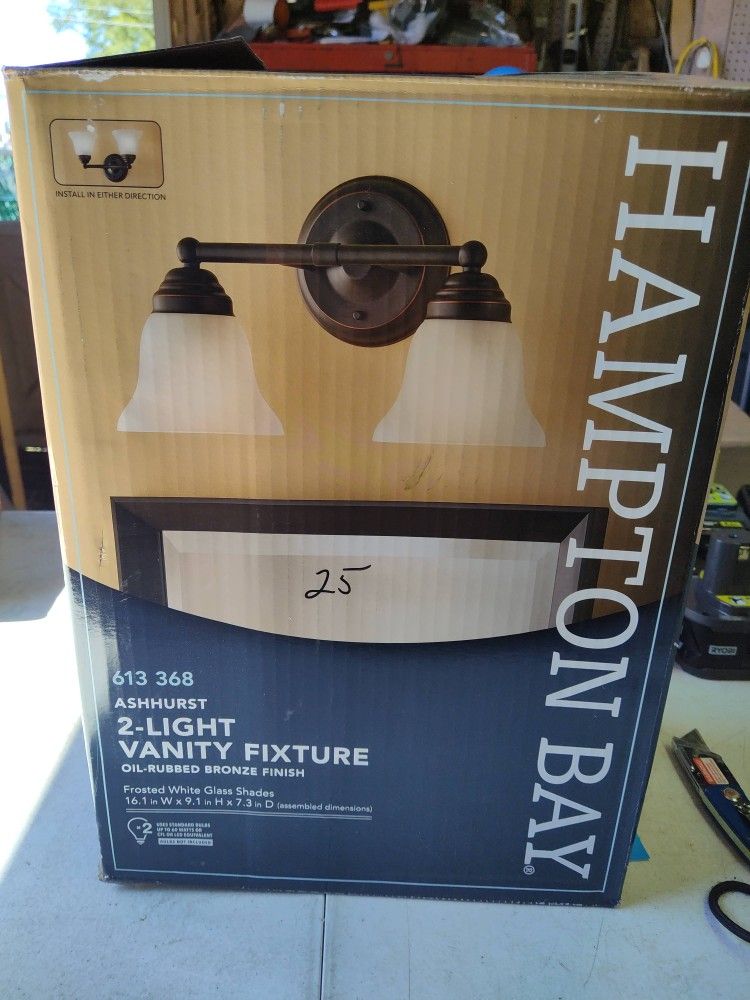 Hampton Bay Ashhurst 2 Light Bathroom Vanity Light Fixture In Oil Rubbed Bronze