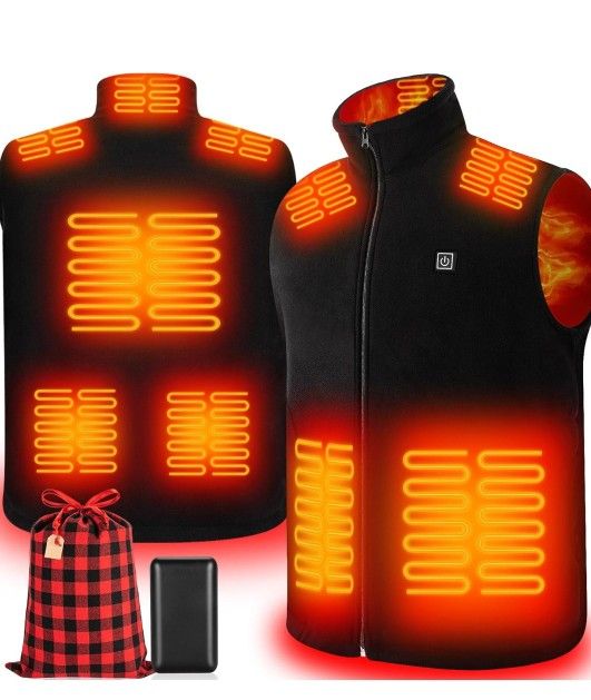 Heated Vest, Heated Vest For Men Heated Vest Women With 20000mAh Battery Pack Included, Warm Rechargeable Polar Fleece Heated Vest Size XL