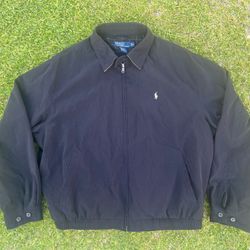 Vintage Polo Ralph Lauren 90s Faded Black Full Zip XL Harrington Bomber Jacket