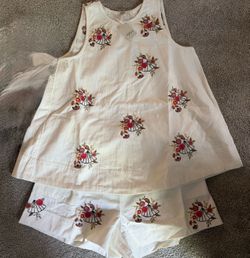 FREE PEOPLE Strada Emb no roidered 2 Pc Set Neutral Combo Shorts Top Size Medium NWT