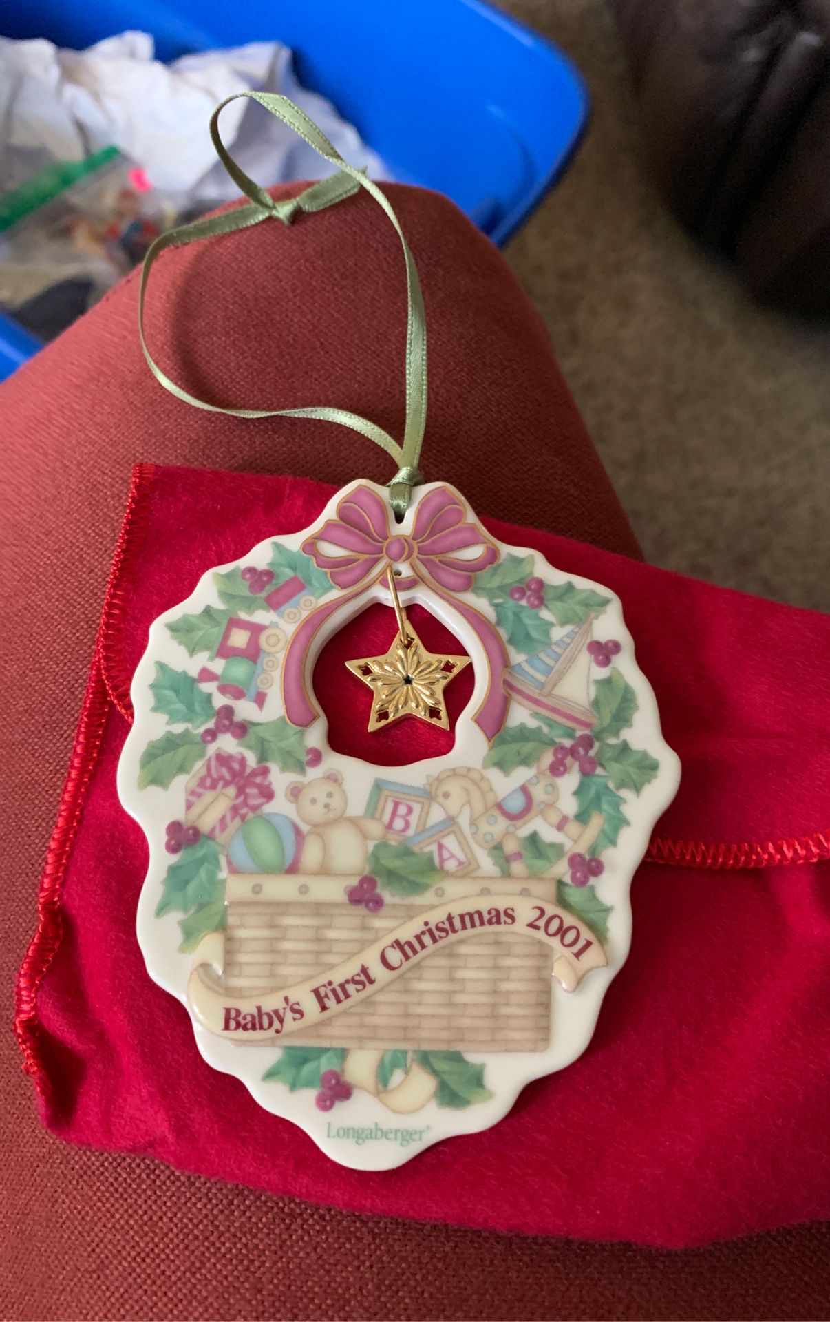 Vintage 2001 Longaberger Baby's First Christmas Ornament