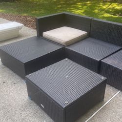 Outdoor Wicker Furniture With All Cushions And Glass Table Top