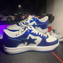 A Bathing Ape Bape Sat Patent White Blue