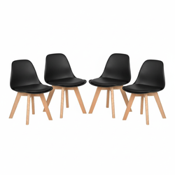 Homy Casa Frankfurt 4PC Black Small Dining Chair with Wooden Legs, Open Box