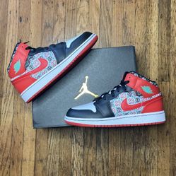 AIR JORDAN 1 MID SE (GS Ugly Christmas Sweater) [ 5.5Y / 7 Women’s ]
