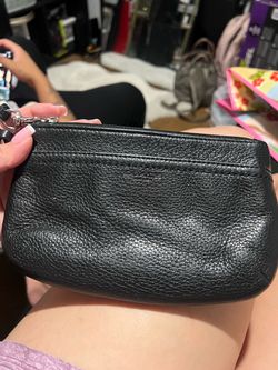Coach Black Leather Wristlet Clutch