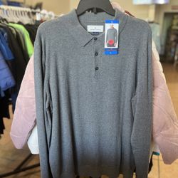 Men Polo Long Sleeve Grey  Size Large