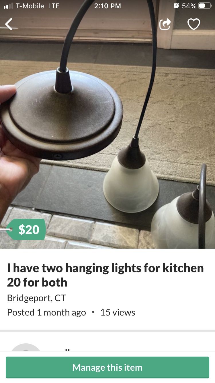 2 hanging lights for kitchen 30 for both