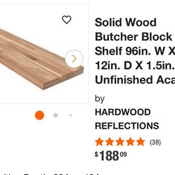 Hardwood butcher block shelves