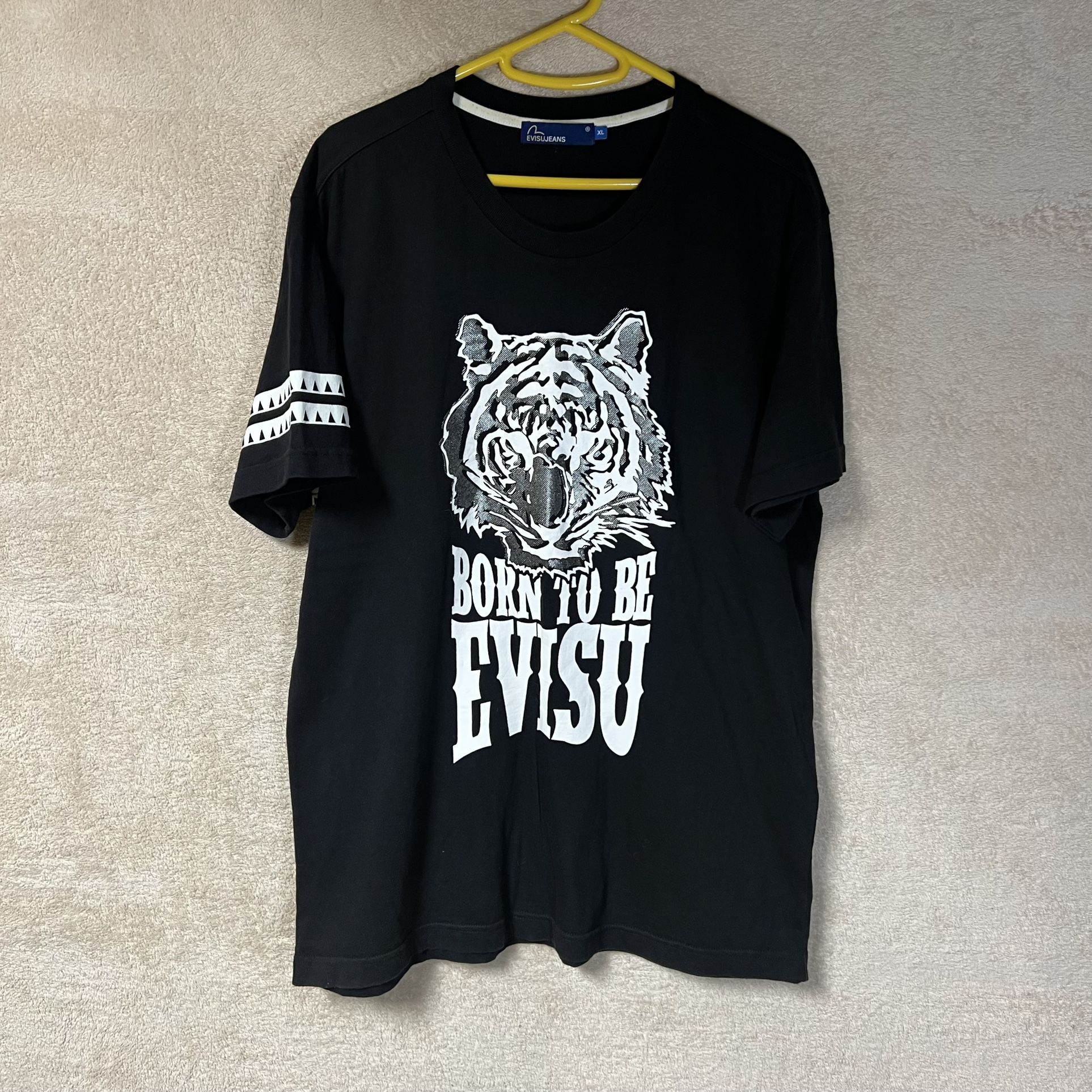 Evisu Jeans Born To Be Evisu Tiger T Shirt Mens XL Black