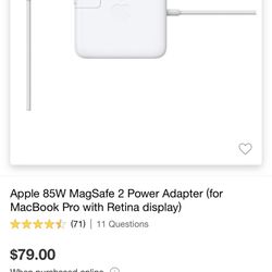 Apple 85W MagSafe 2 Power Adapter (for MacBook Pro with Retina display)