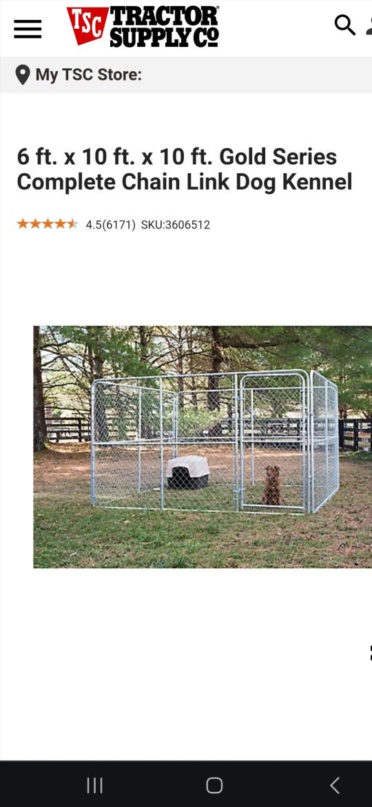 Tractor Supply Chainlink Dog Kennel 6'x10'x10' 