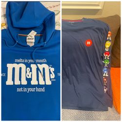 M&M’s LARGE hoodie w/ long sleeved tshirt  LARGE! 
