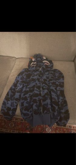 BAPE (A Bathing Ape) Color Camo Shark Full Zip Hoodie in Blue, size 3XL