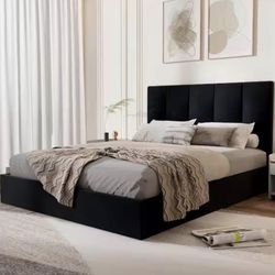 Brand new upholstered full size bed frame with storage BLACK