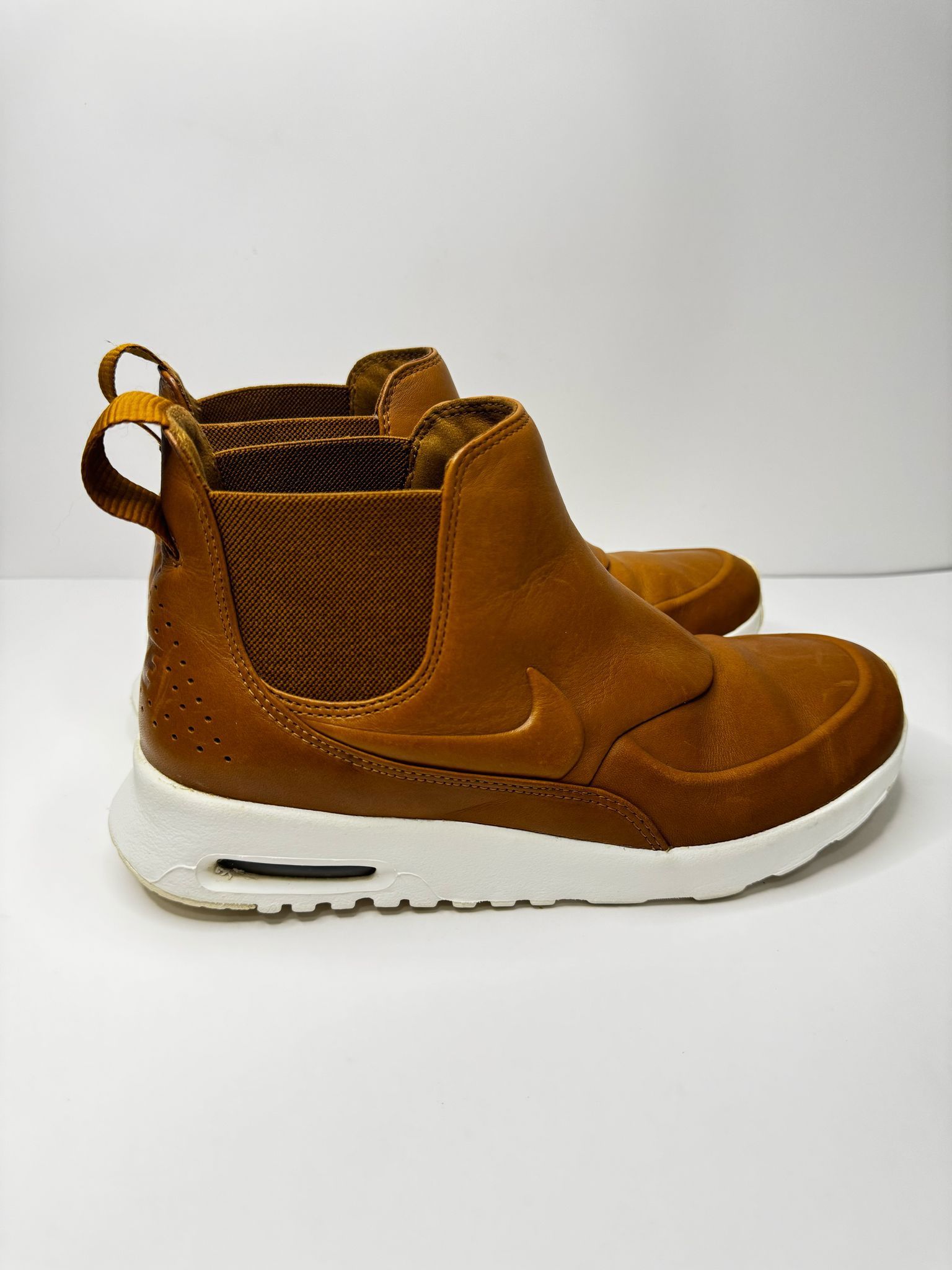Nike Air Max Thea Mid Ale Brown Chelsea Boot Real Leather Air Bubble Size 8