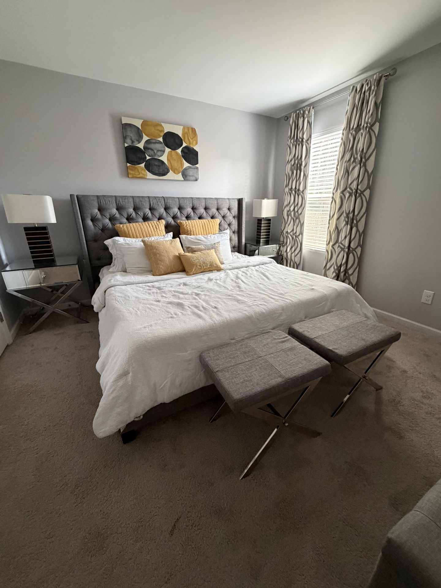 Gray King Bed AND Box Spring 