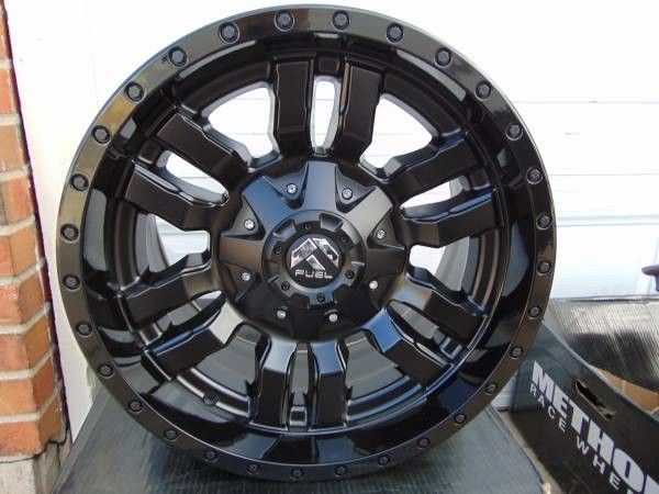 4 New Black 17X9 Fuel Sledge 595 Rims 6X5.5 6X135 +2MM Offset