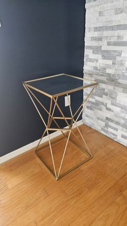 End Table mirror top gold New