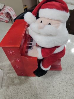 Santa Claus Animated Light Up Musical Plush Figure Plays Piano Christmas Carols