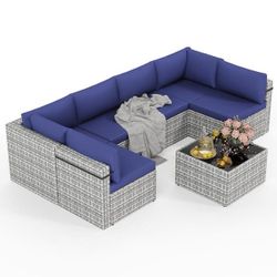 Pamapic Outdoor Furniture Replacement Cushions, Waterproof UV Protection Patio Furniture Cushions, 14-Piece Patio Cushion for Outdoor Sectional