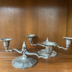 Antique 19th Century Flagg & Homan Pewter Candelabras