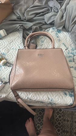 Guess Logo Embossed Satchel Handbag