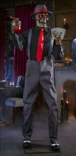 Life-Size Skeleton Gangster Halloween Animatronic