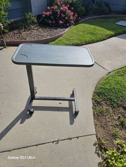 MEDLINE 50 LB adjustable overbed tablet on wheels H 29" to 42" x 28" x w 15"