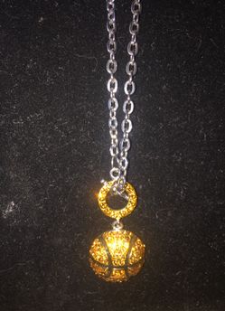 16 inch toggle closure crystal basketball necklace