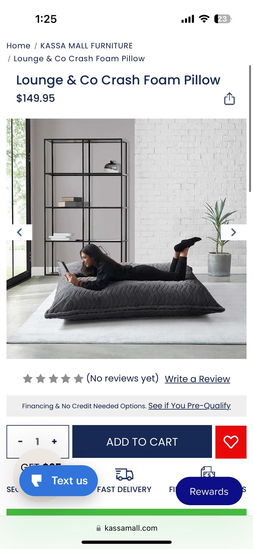 Lounge And Co Crash Foam Pillow Bean Bag Like