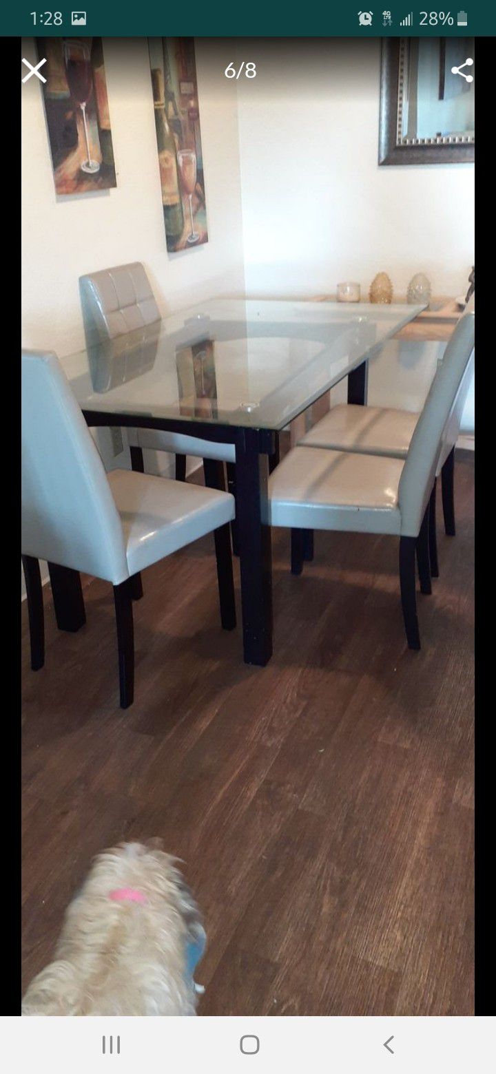 Free glass table with 3 chairs!