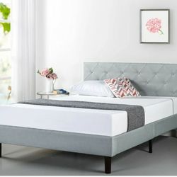Shalini Upholstered Platform Bed Frame Light Gray Queen size (Mattress Sold Separately)