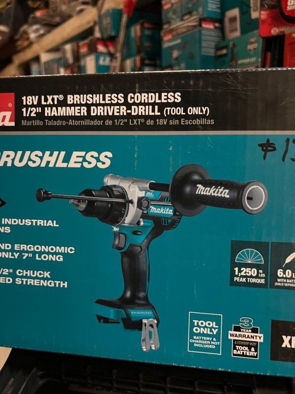 MAKITA 18V CORDLESS HAMMER DRILL BRUSHLESS $129