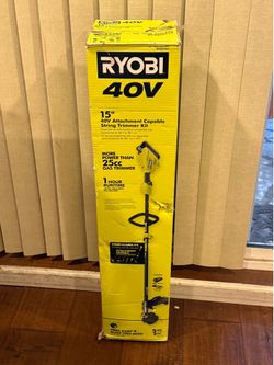 RYOBI 40V 15 in. Expand-It Cordless Battery Attachment Capable String Trimmer with 4.0 Ah Battery and Charger