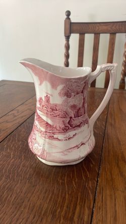 Red Transferware Vintage Meakin Pitcher