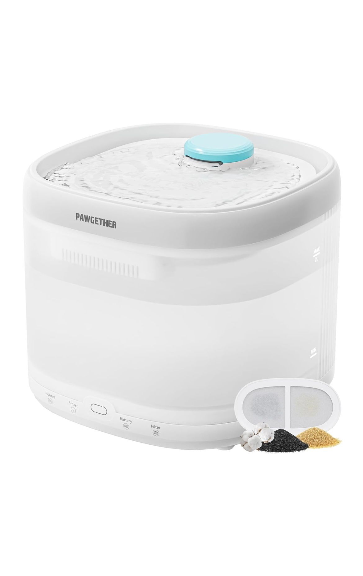 Brand new Pumpless Wireless Water Fountain, 67oz/2L Ultra Quiet Automatic Pet Water Fountain for Cats and Dogs Wireless Pump with Replacement Filter