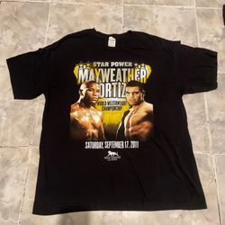 Vintage Floyd Mayweather VS Victor Ortiz 2011 Double Sided Tee SZ XL Grunge Rap
