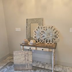 Farm house entry table and decor