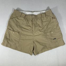 AFTCO Mens Beige Original Fishing Shorts Cargo Elastic Waist Outdoors Size 44