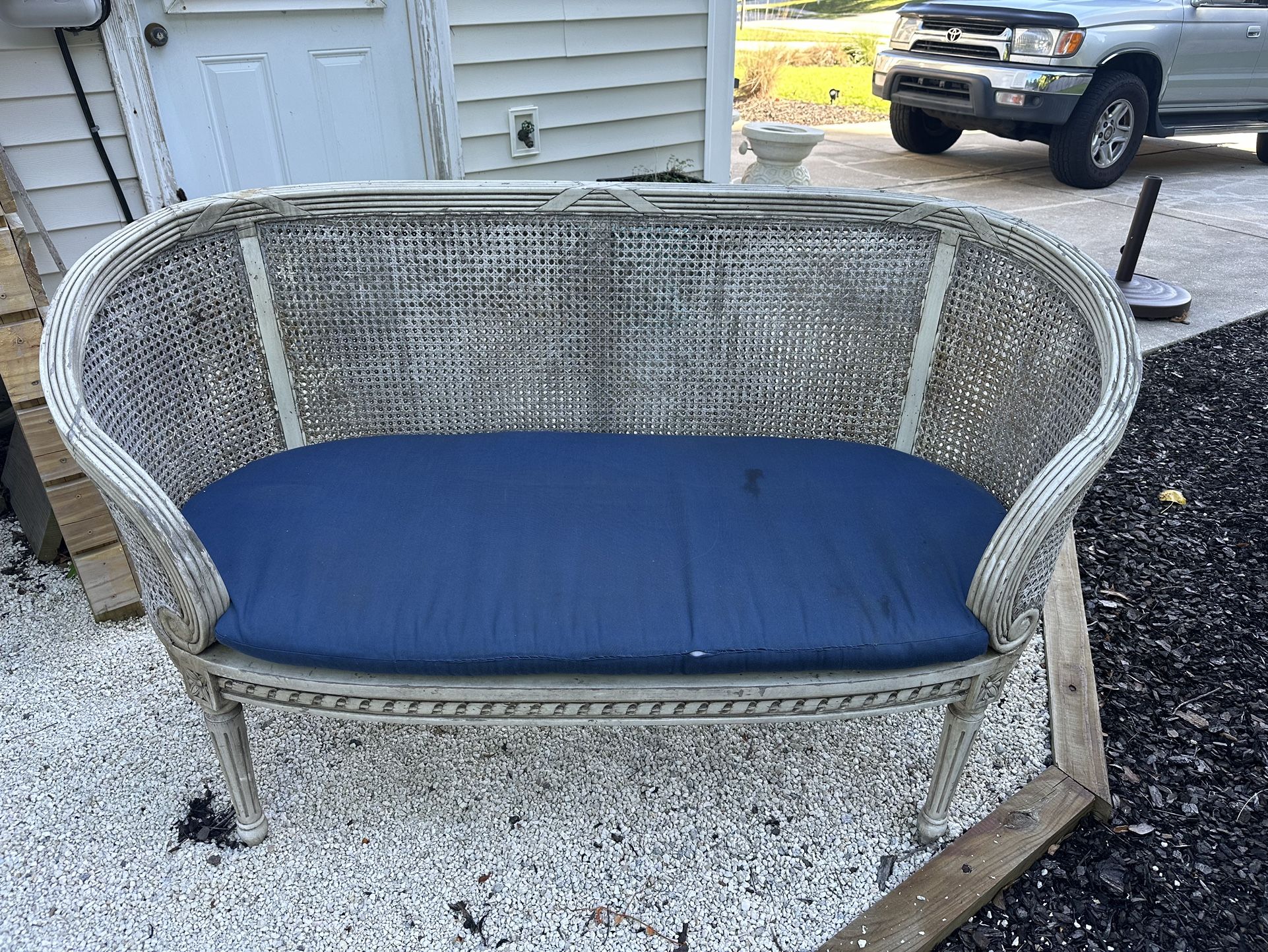 Vintage Wicker Bench
