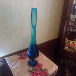 Antique Vintage Smoked Blue Glass Vase