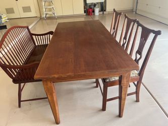 Dining room table and bench & chairs