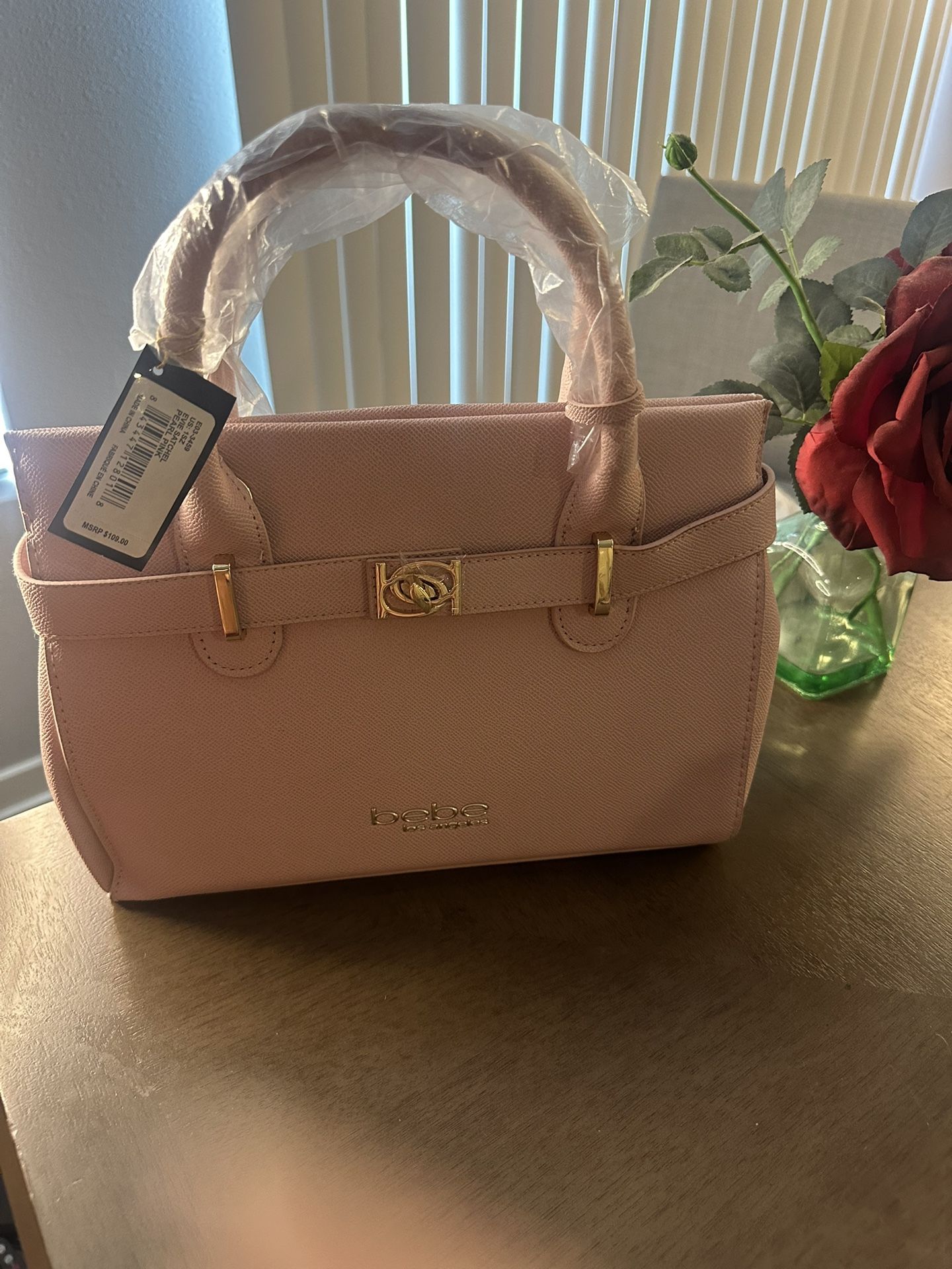Bebe Purse Evie Satchel Pearl Pink
