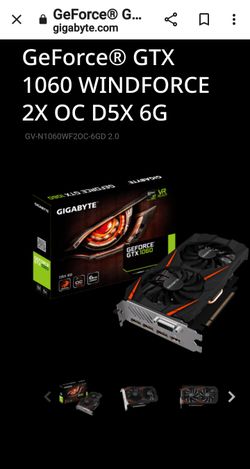 Gigabyte GEFORCE 1060 6Gigabyte Graphics Card