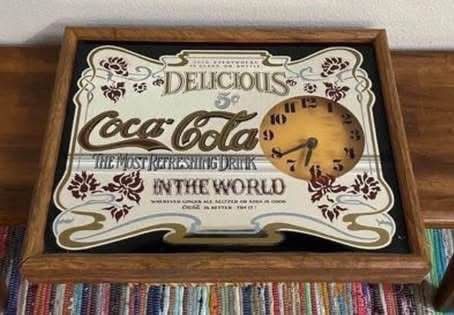 Vintage Framed Coca Cola Mirror w Clock mechanism needs replacing Just $10