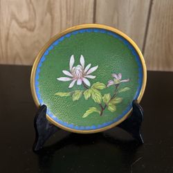 Vintage Floral Cloisonne Enamel Trinket Dish