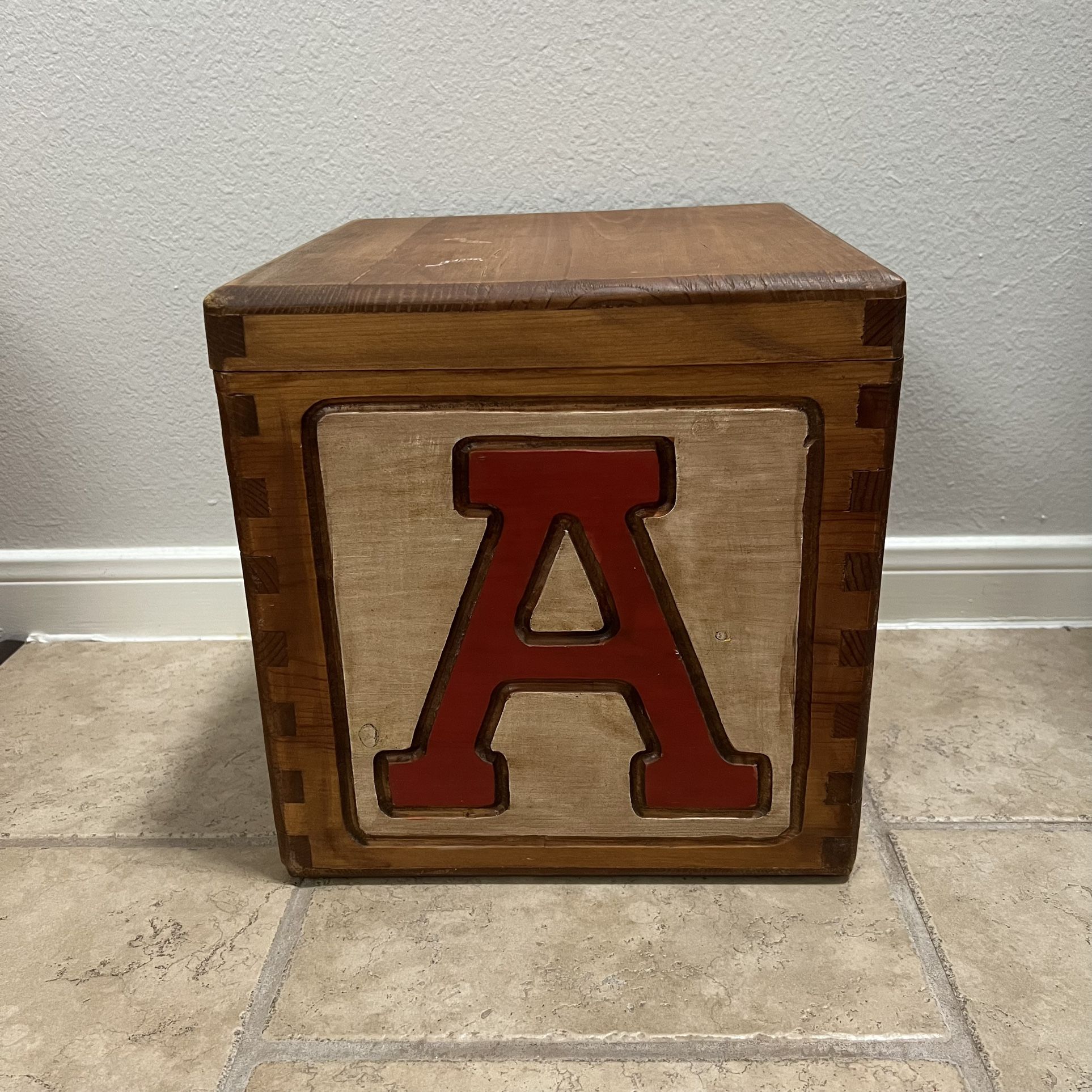 Vintage Handmade ABC Cedar Lined Solid Wood Toy Box for Sale in Cypress