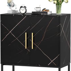 Siedeboard Buffet Cabinet, Black Side Storage Cabinet with Doors and Adjustable Shelves, Accent Cabinet for Kitchen, Living Room, Office, Hallway, Ent